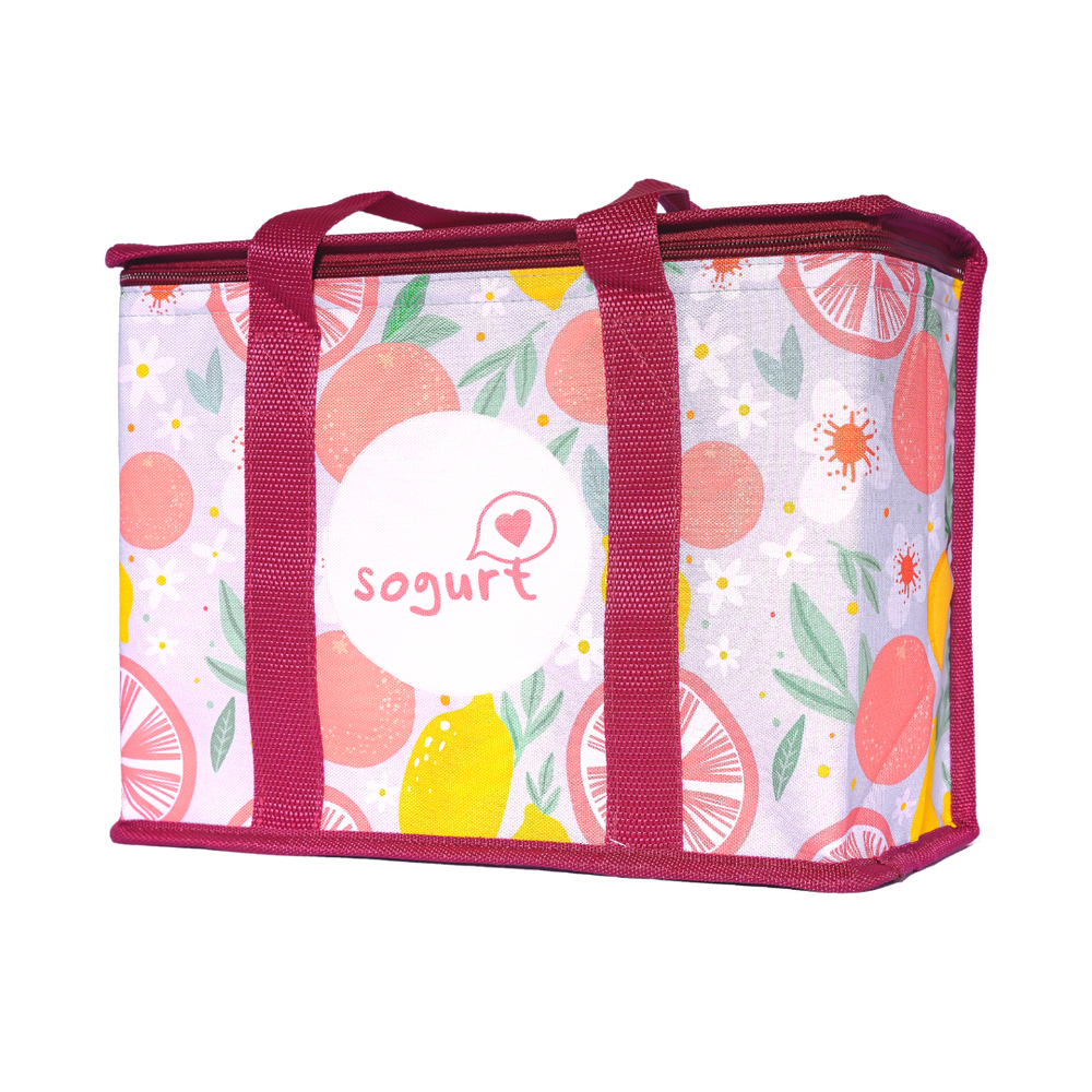 Sogurt 'Poppy' Cooler Bag that can hold 6 Ice Cream Pints - Perfect Cooler Bag For Picnic