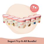 7x Sogurt Ice Cream Minicups (120ml each) - Lychee, Strawberry Yuzu, Avo-Melaka, Natural, Dark Chocolate, Berry Swirl, Peach Mango