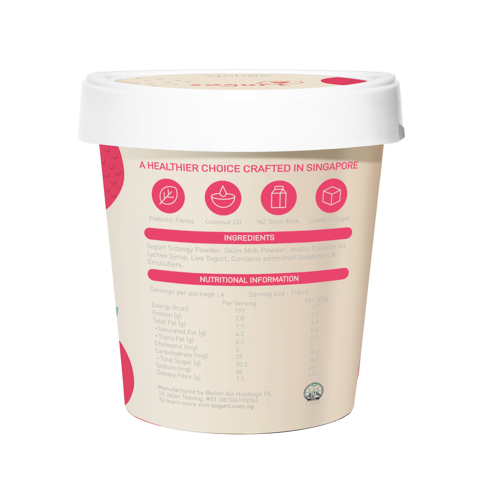 
                  
                    Load image into Gallery viewer, Sogurt Lychee Ice Cream Pint Nutritional Facts- 473ml 
                  
                